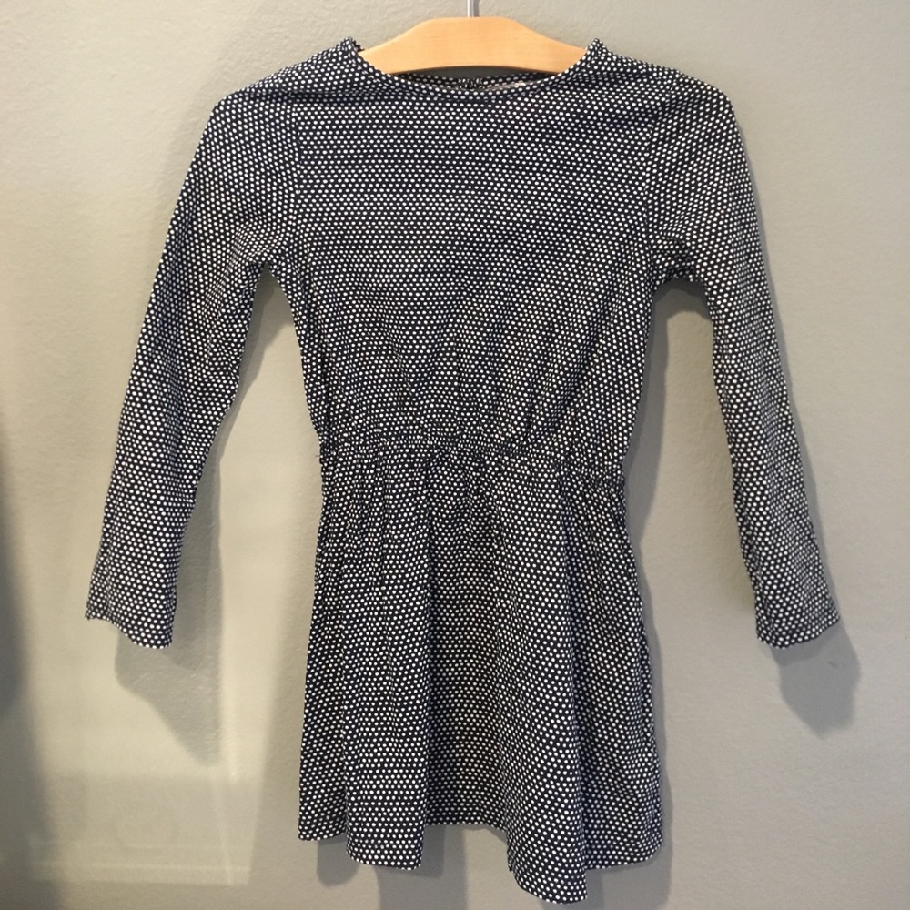 Girls Navy Blue & White Polka Dot Dress